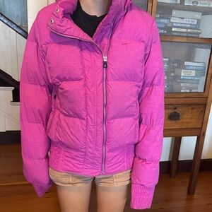Nike Athletic Department women’s size XL Vibrant Pink Hooded Puffer Jacket